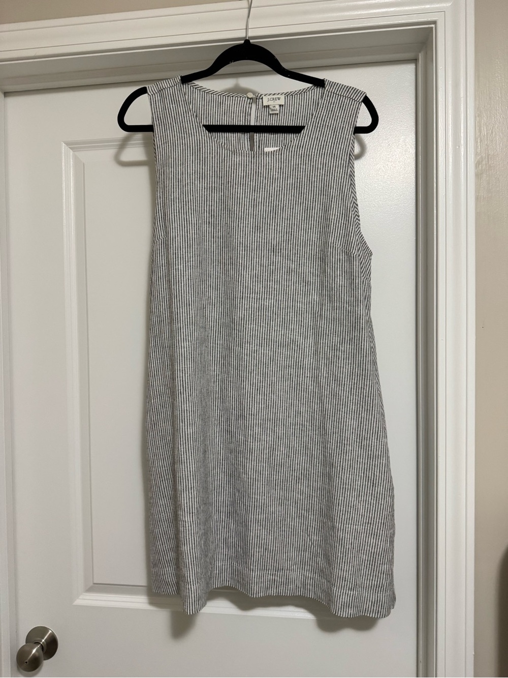 J. Crew Sleeveless Mini Shift Dress in Black & White Pinstripe - Picture 2 of 4